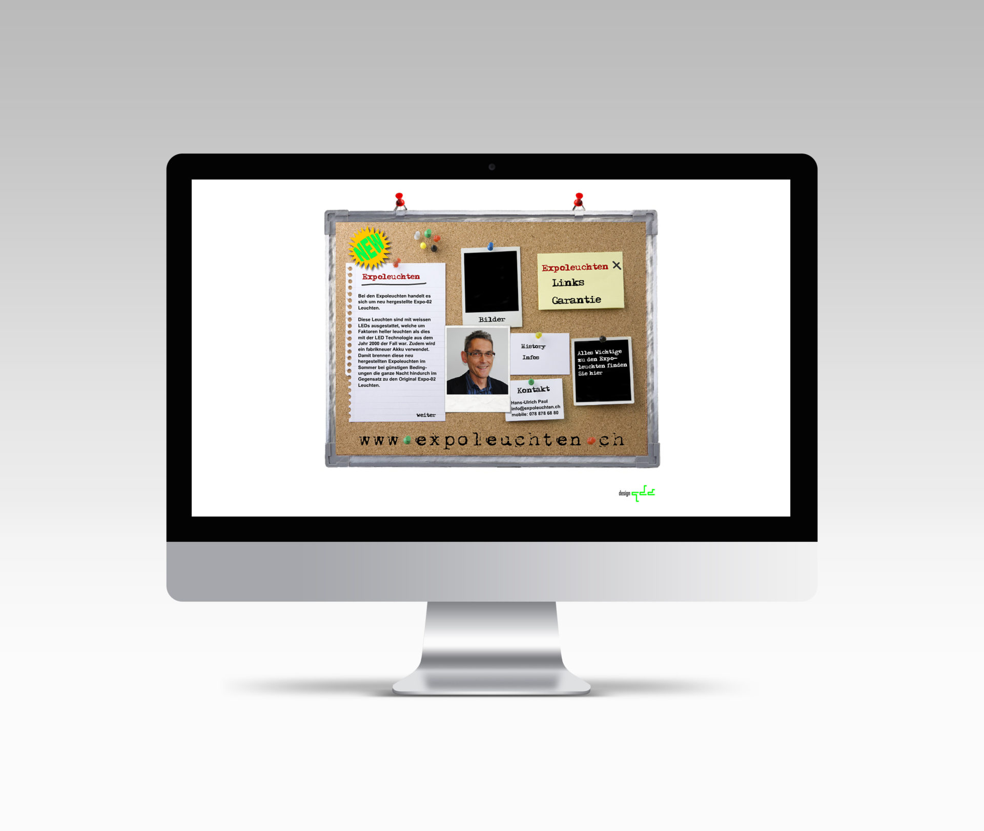 qda design portfolio: referenz: webseite von Expoleuchten